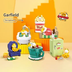 Garfield Family Life Series Street Building Blocks Cartoon Cat Anime Figures Collection DIY Model Bricks Toys Kids Holiday Gifts