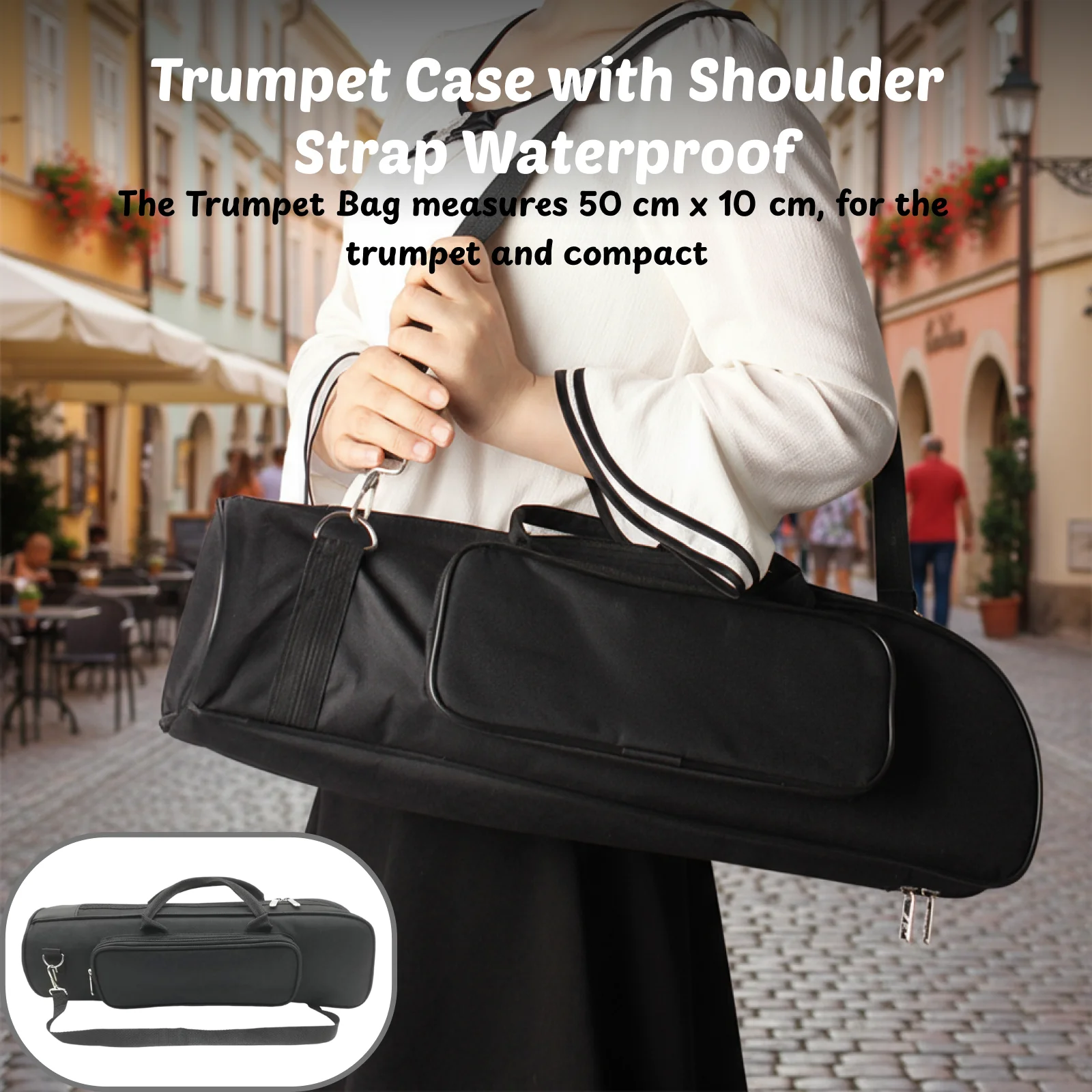 حقيبة بوق احترافية خفيفة الوزن ومبطنة مع مقصورات مخصصة سهلة الحمل وحماية كاملة للموسيقيين