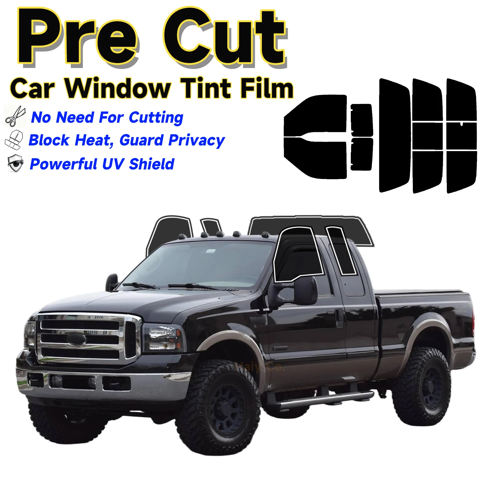 

Precut Window Tint Car for Ford F250 Extended 1999-2007 Sun Uv Blocking Heat & Glare 2Ply Window Protector Privacy Films Shade