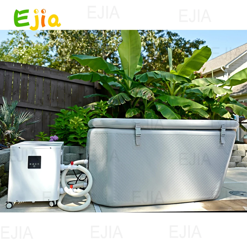 Inflatable Reclining Ice Bath Tub  Athletes Water Chiller Compatible Ergonomic Cold Plunge Tub for Recovery with  Lid Pump