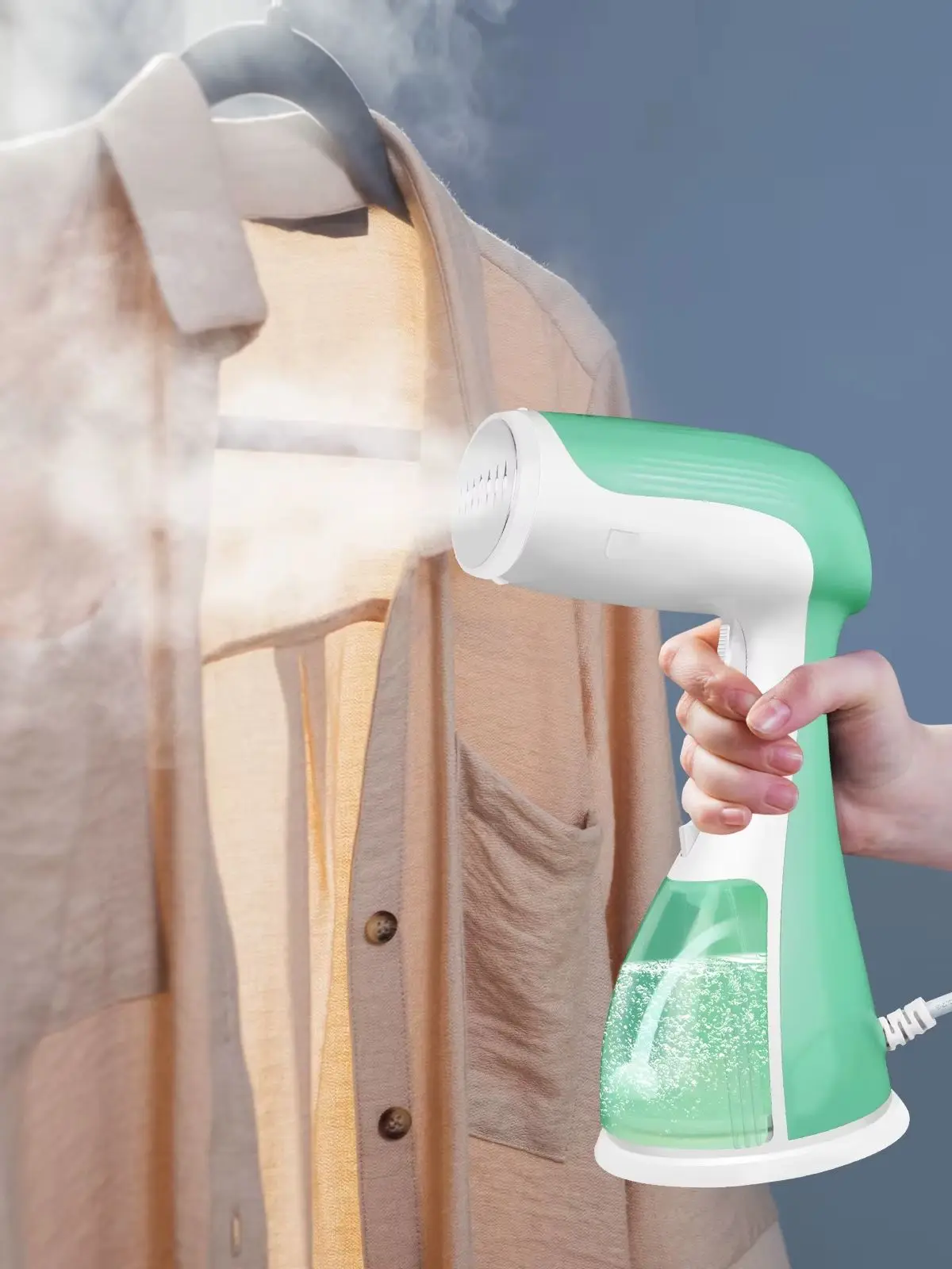 1500W Dampfglätter mit 30-Sekunden-Schnellheizung, Dauerdampf, 300ml Wassertank, Metallsohlenplatte, für Kleidung und Hemden, Vertikales Bügeln, Tragbarer Faltenentferner für Zuhause