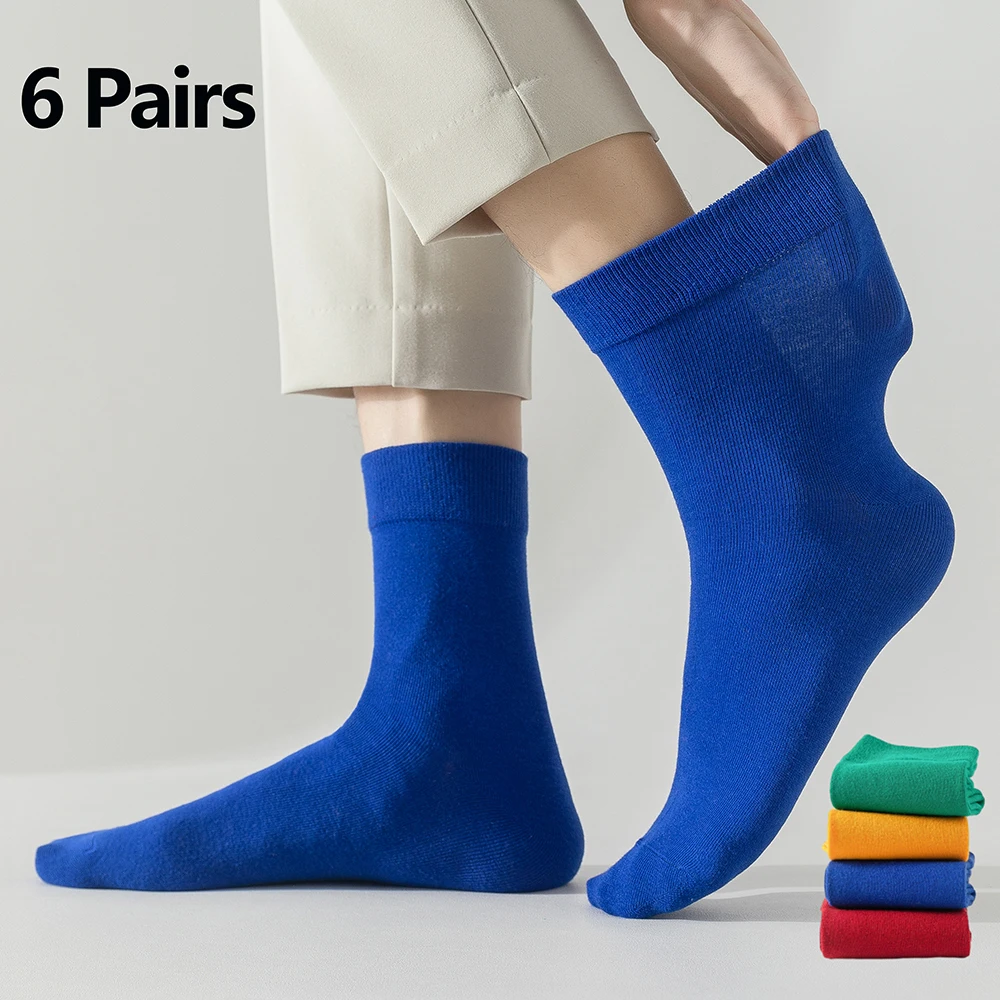 

6 Pairs Socks for Diabetic Non-Binding Loose-Fit Cotton Crew Socks Comfortable Ventilated Soft for Women All Occasions