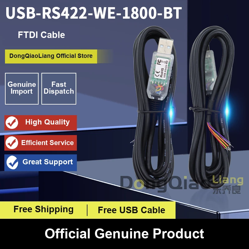 For FTDI Genuine, In-Stock USB-RS422-WE-1800-BT Level-Shifting Serial UART Converter Cable, 1.8 meters