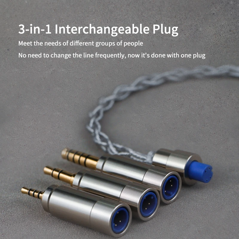 Bgvp f5 mmcx cabo de atualização 4 vertentes 560 núcleos monocristalino cobre prata chapeado 3 em 1 tomada intercambiável melodia original