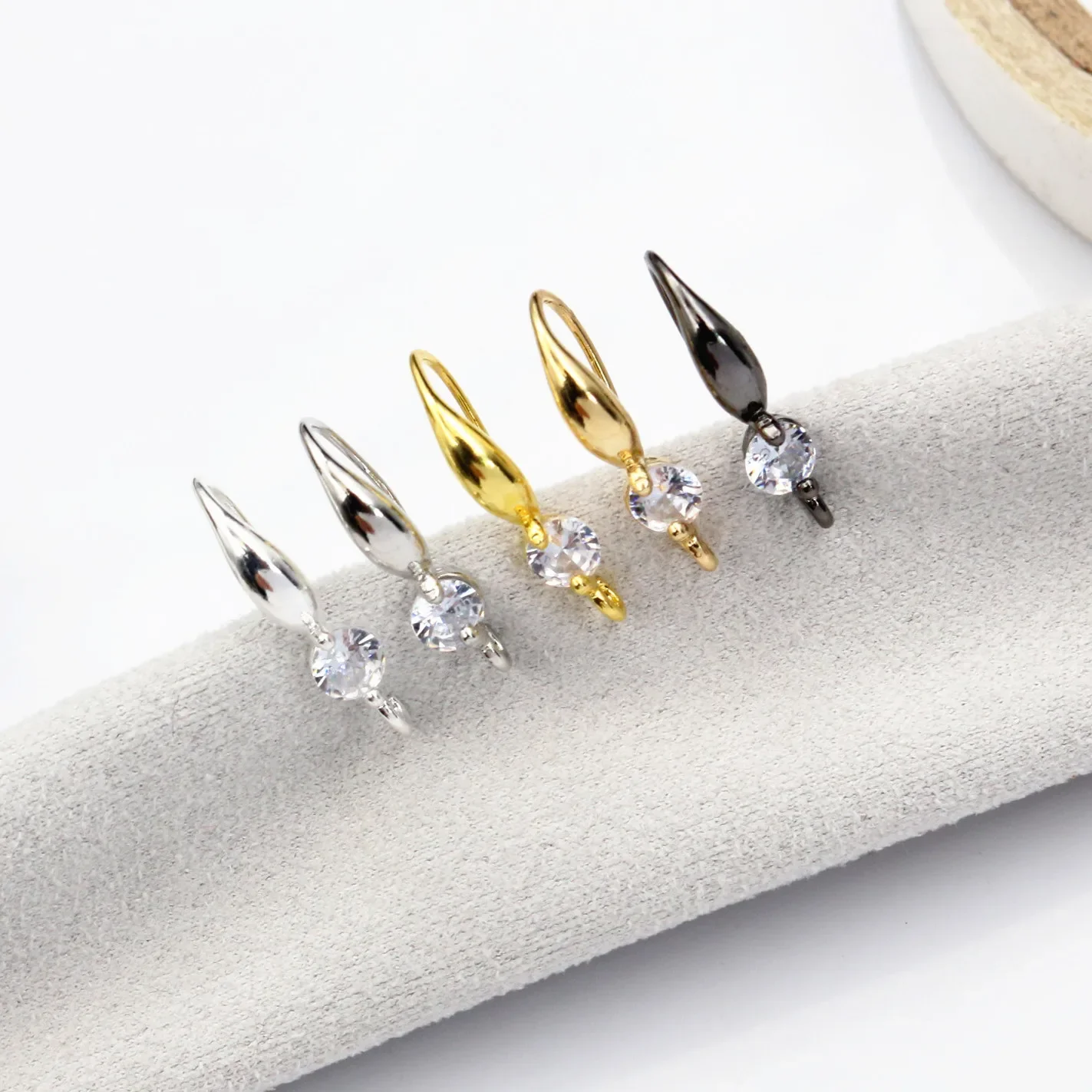 10 szt. 18x8mm z kolczykami z cyrkonią i haczykami druty mosiężny materiał do wyrobu biżuterii akcesoria wykonane ręcznie kolczyki — zdjęcie 2