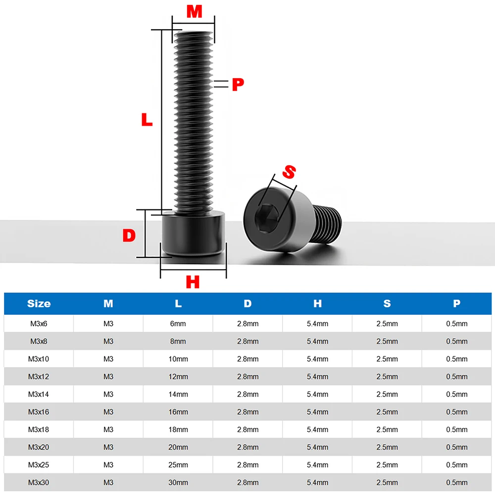 

10pcs aluminum allen scerw M3 M4 length 6/8/10/12/15/20/25/30/40mm colourful aluminum hex socket cap head machine screw bolts