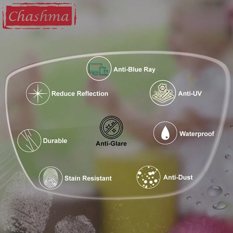 

Chashma Progressive Lens Anti Glare for Car Light Optical Glass Bifocal Verifocal Blue Ray Block Wide Field Multifocal Glass