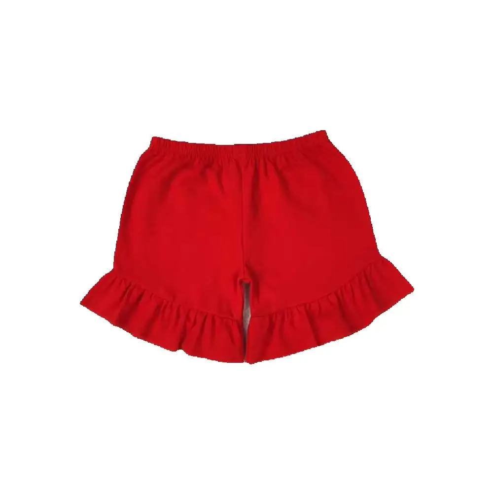 

SS0269 Baby Girls Summer Shorts Red cotton one layer ruffle girls summer shorts