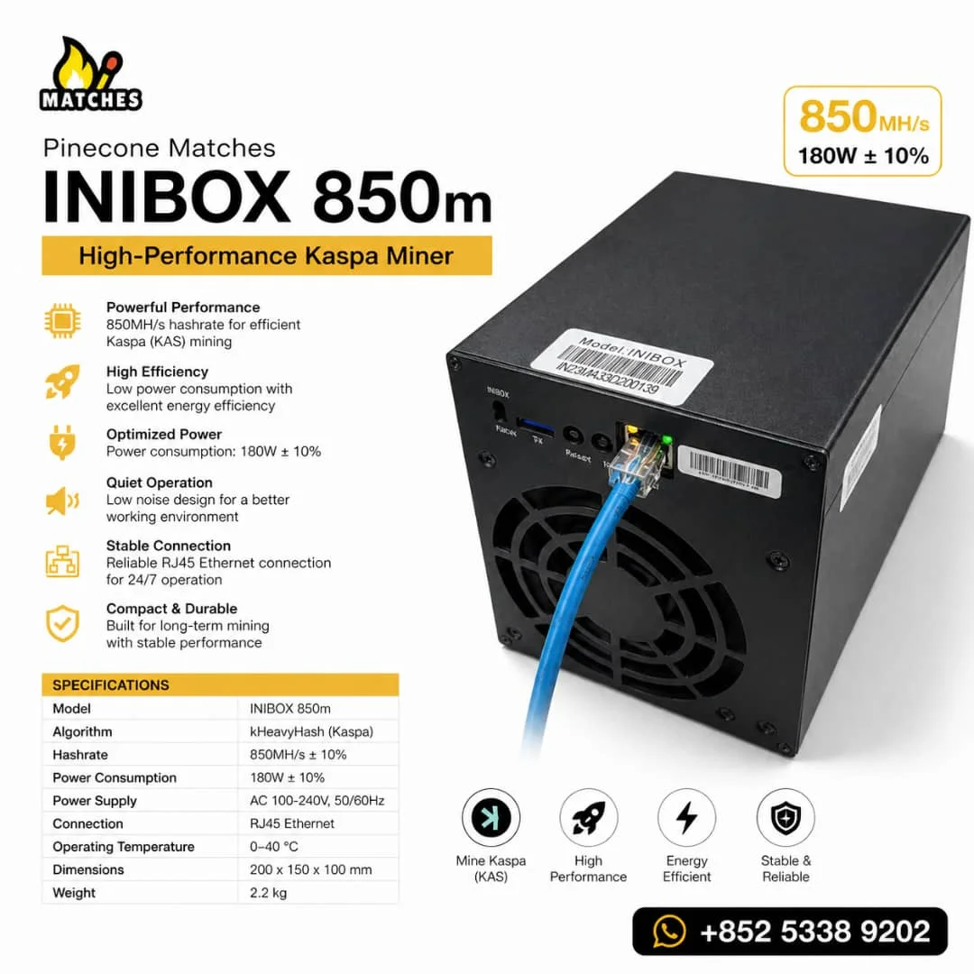 

GO _ 3 GET 1 FREE _ Pinecone Matches INIBOX 850MH/s 480W InitVerse Miner — VersaHash ASIC Mining Machine, INIT Crypto Miner,