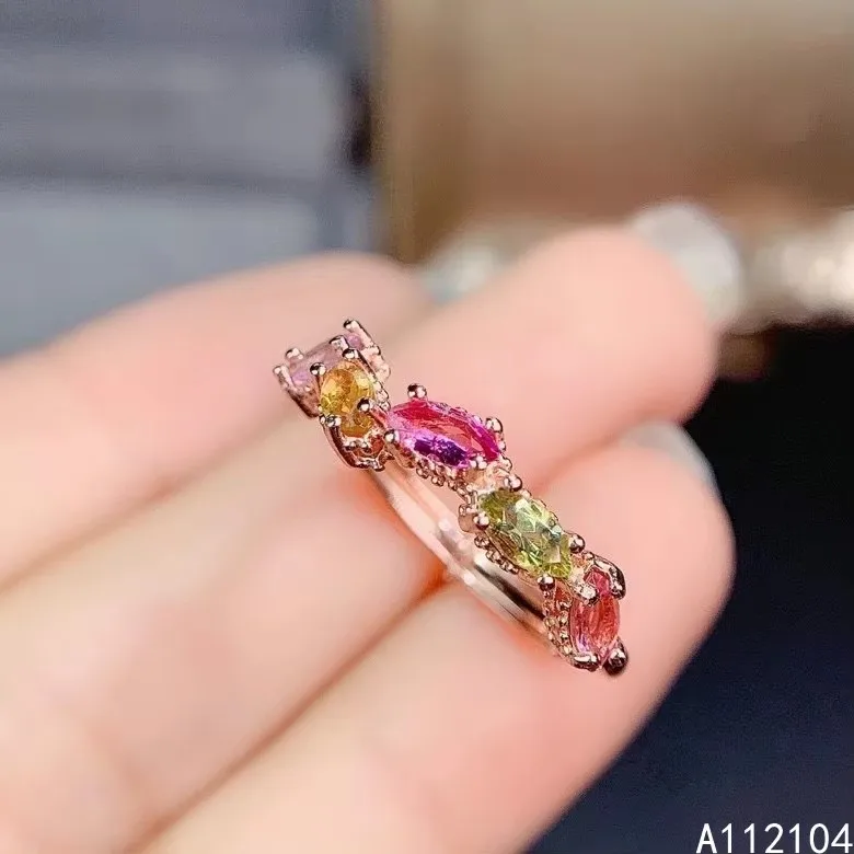 KJJEAXCMY gioielleria raffinata argento sterling 925 intarsiato tormalina naturale donne particolare moda stile cinese anello con gemma supporto detec