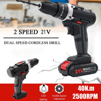 Wireless drill of 21V 40N. m electric screwdriver, keyless portabrocas, two speeds, wireless energy controller, battery tools