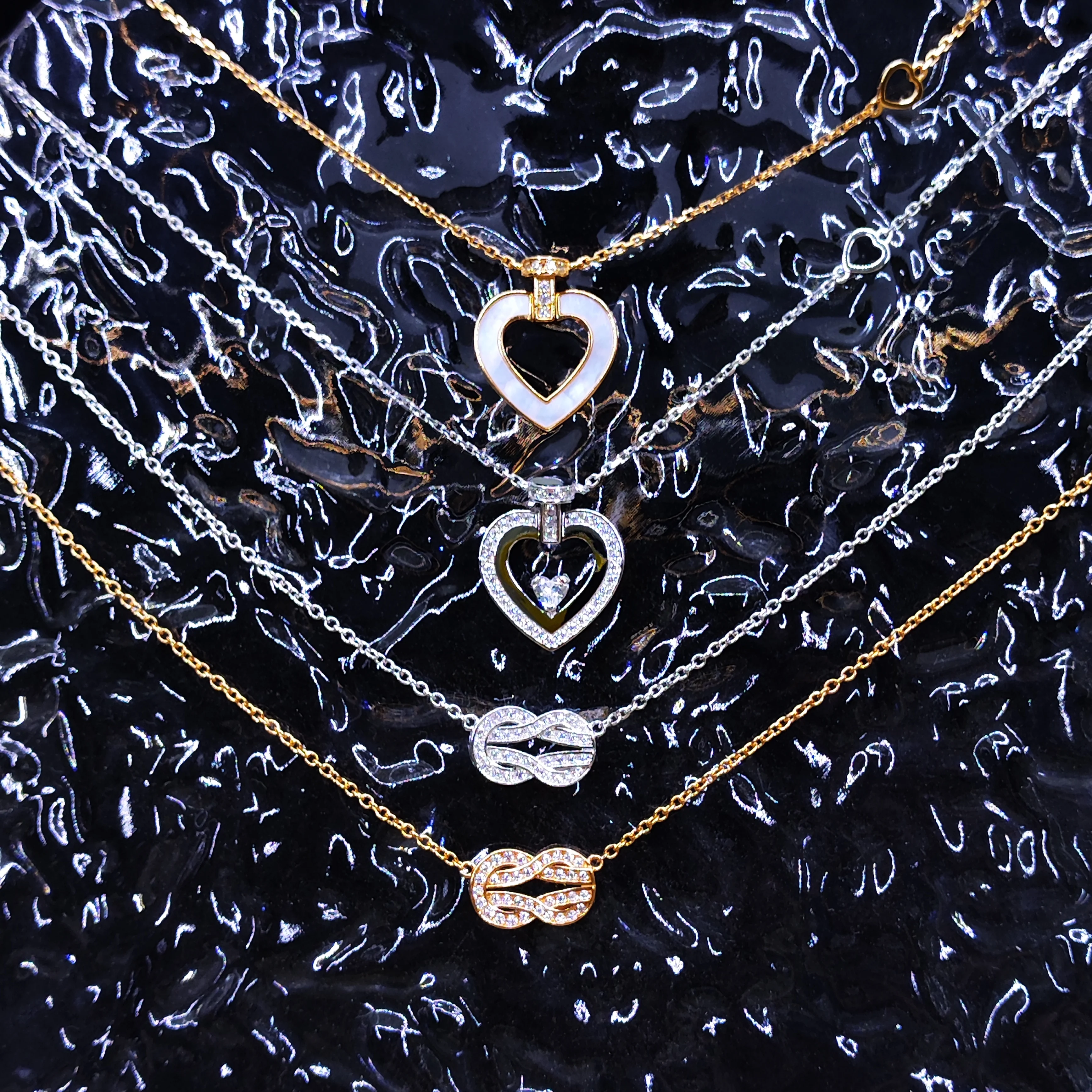 Luxury jewelry horseshoe buckle necklace 8-shaped necklace heart-shaped necklace 925 silver 1:1 with logo bracelet earrings