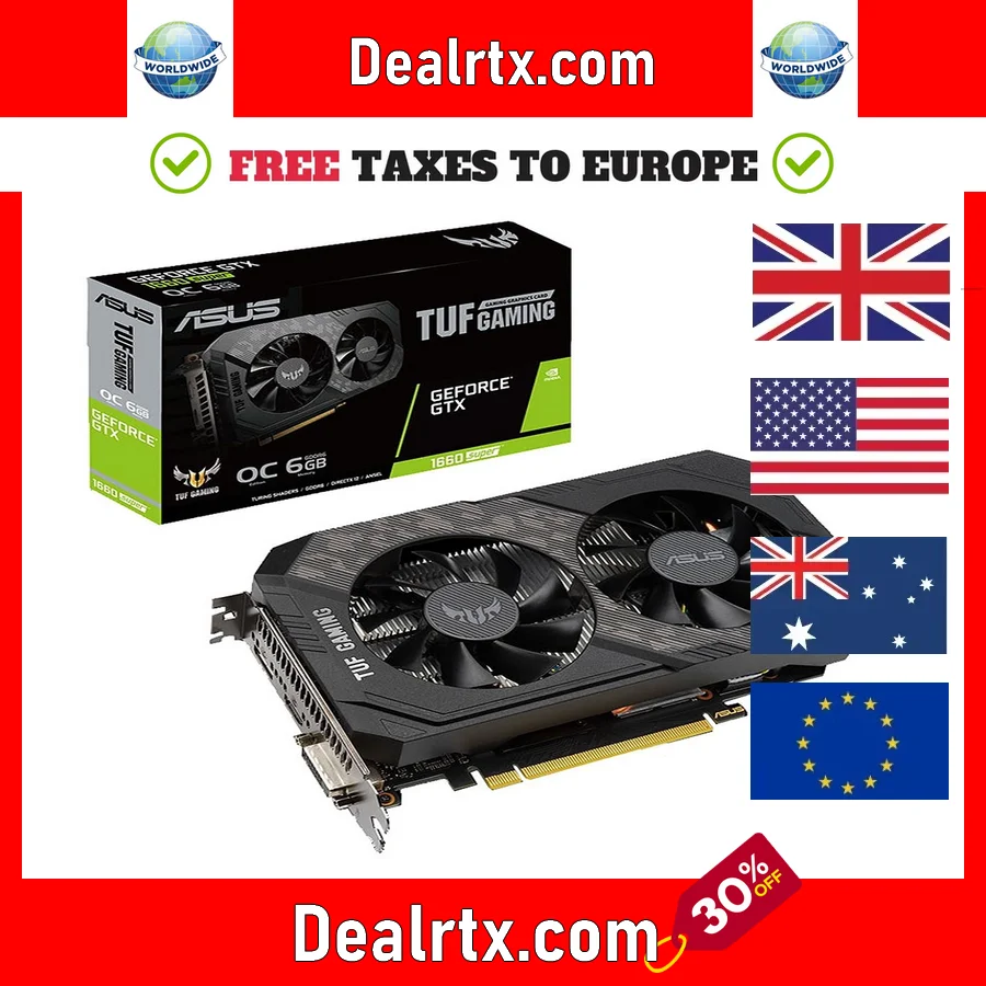 2024 Used ASUS TUF GTX 1660 Ti 1660Ti 1660S 6GB GAMING Video Cards GTX1660Ti GTX1660 Super GPU Graphic Card