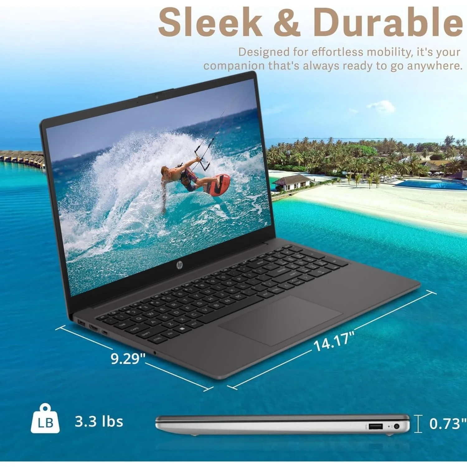 Laptop aziendale HP 255 G10 FHD da 15,6", AMD Ryzen 5 7530U, 32 GB di RAM, SSD da 2 TB, grafica AMD Radeon, Wi-Fi 6, Windows 11 Pro