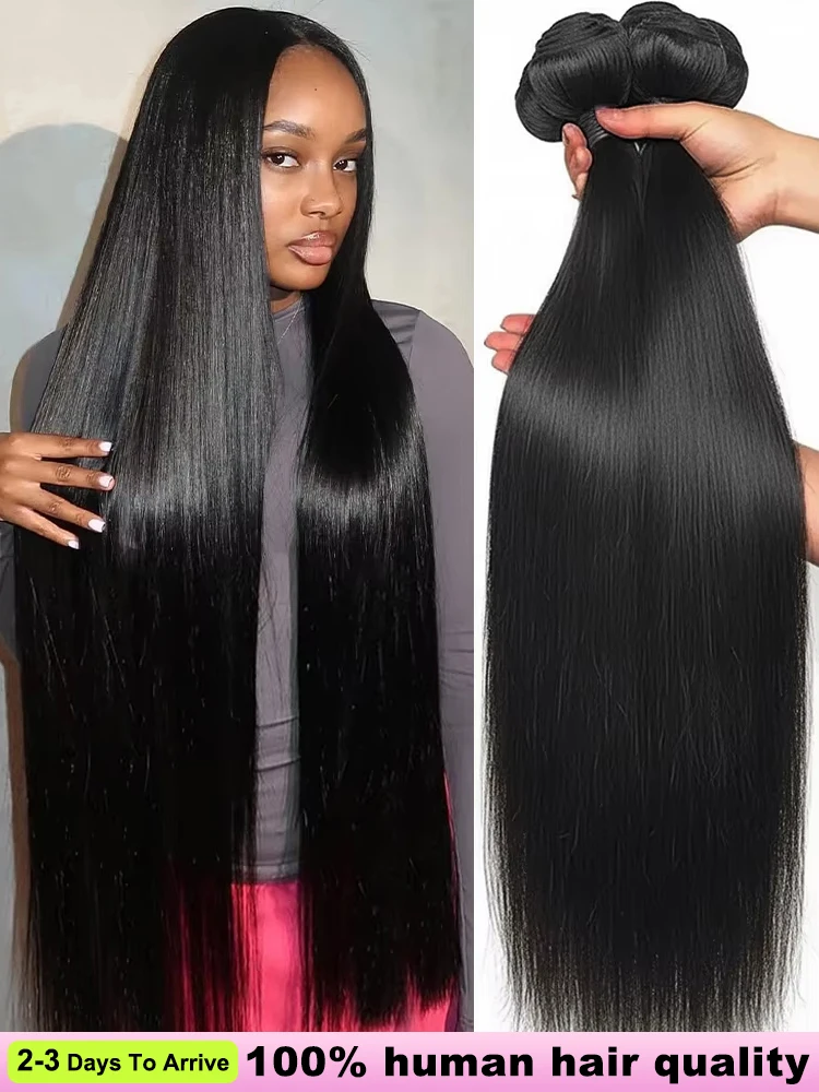 

Натуральные прямые волосы 16A, 100% человеческие волосы, 30, 32, 40 дюймов, необработанные волосы для наращивания, черные, репешированные, 3-4 пучка, доставка 2-3 дня