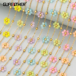 GUFEATHER C350,chain,natural beads,stainless steel,nickel free,hand made,charms,jewelry making,diy bracelet necklace,1m/lot