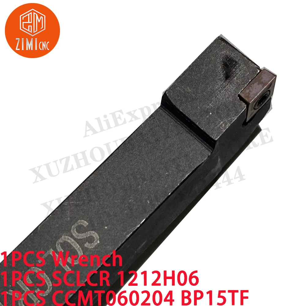 1 STK. 12 mm SCLCR 1212H06 Außendrehhalter + 1 STK. CCMT060204 BP15TF 95-Grad-Hartmetalleinsätze CNC-Metalldrehmaschine Schneidwerkzeuge