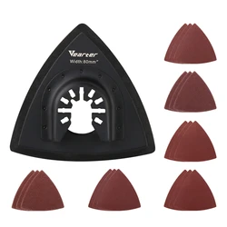 Vearter 19Pcs Triangular 80mm Oscillating Multitool Sand Pad With Hook & Loop Sandpaper Sheet For Burr Grinding And Rust Removal