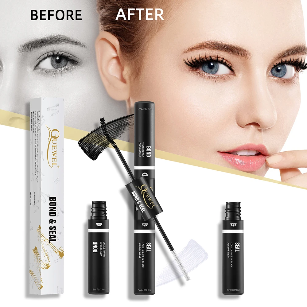 Quewel Lash Bond and Seal 10ML Lash Clusters Long Lasting Lash Glue Waterproof for Individual Cluster Lashes Glue pegamento