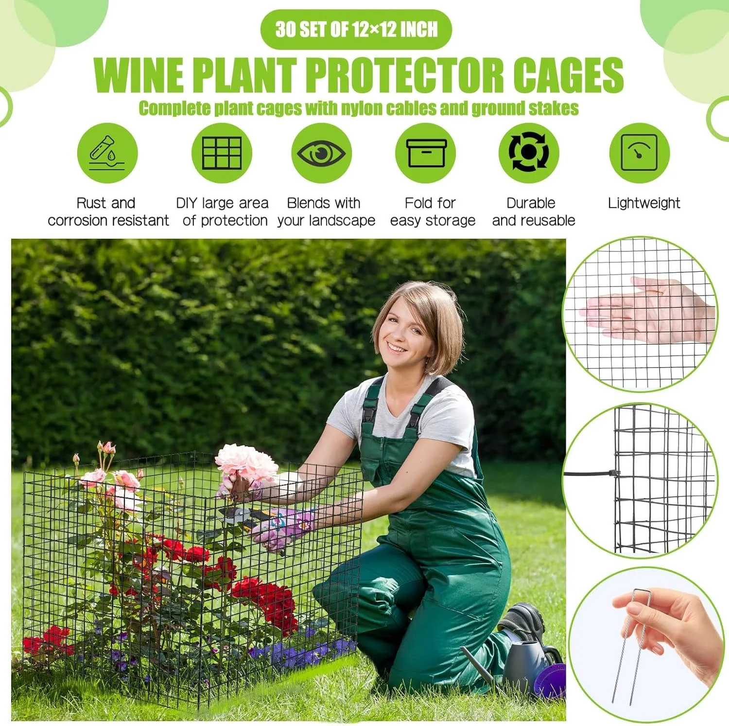 24PCS Plant Protector from Animals Metal Mesh Wire Plant Cages Mesh Plant Cage Garden Netting Barrier Chicken Wire Cages Covers
