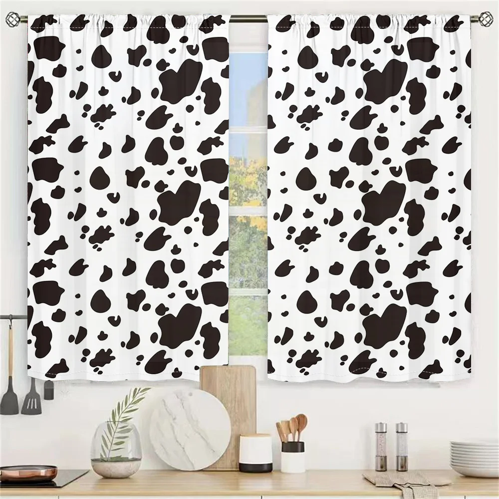 2 Stück Tier Textur Vorhänge Kuh Flecken Muster Wohnzimmer Schlafzimmer Kinderzimmer Sonnenschirm Spaß Bauernhof Thema Dekor Vorhänge