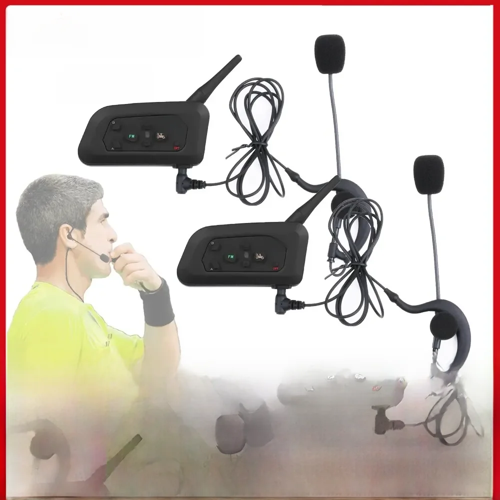 XiNOWy V4C Scheidsrechter Headset Bluetooth Intercom Full Duplex 1200M Voetbal Voetbal Oortelefoon BT Interphone met FM Radio - afbeelding 2