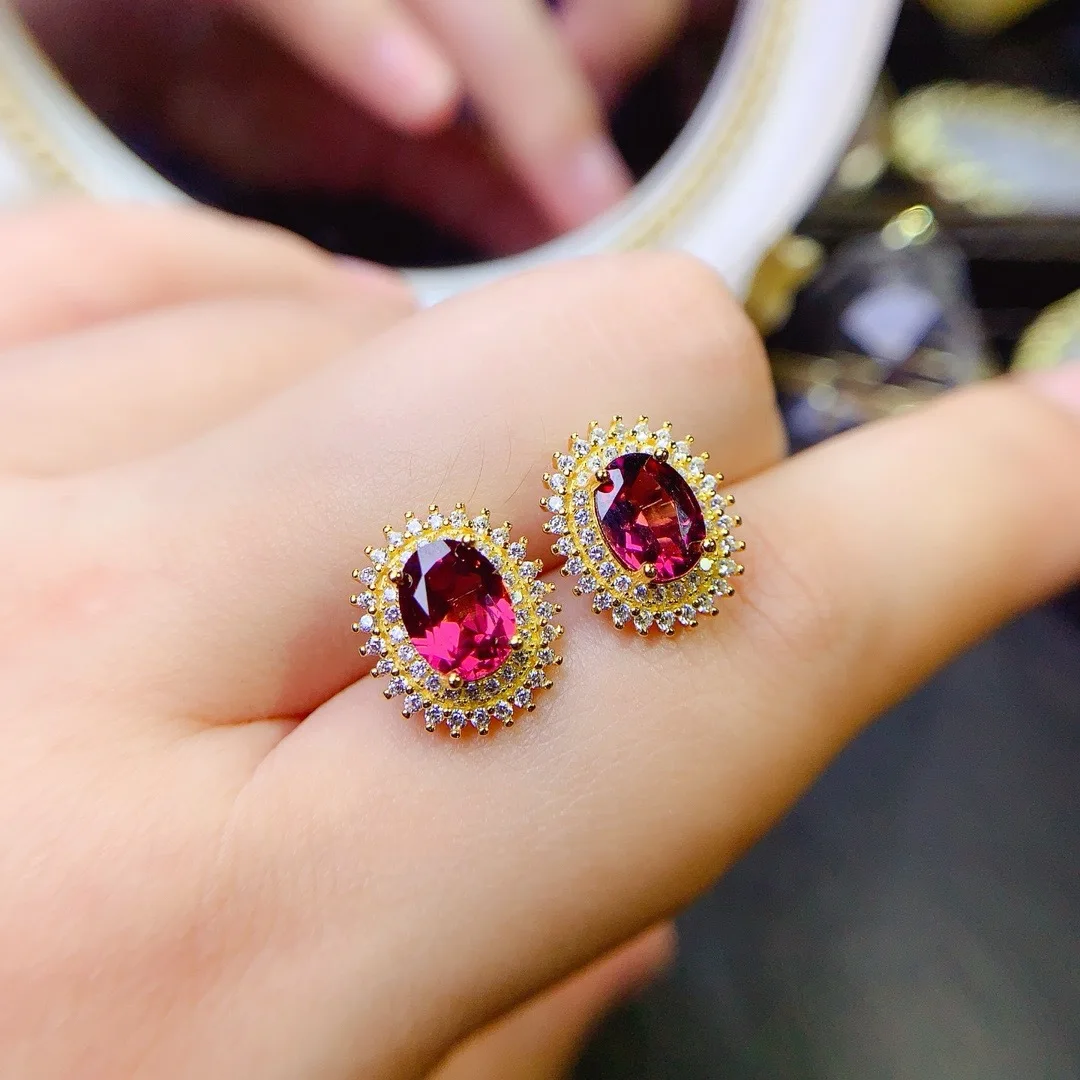 KJJEAXCMY غرامة مجوهرات 925 فضة أقحم المغنيسيوم الطبيعي الألومنيوم العقيق 6x8 مللي متر فتاة الأقراط الفاخرة لإرسال Girlfrieng #5