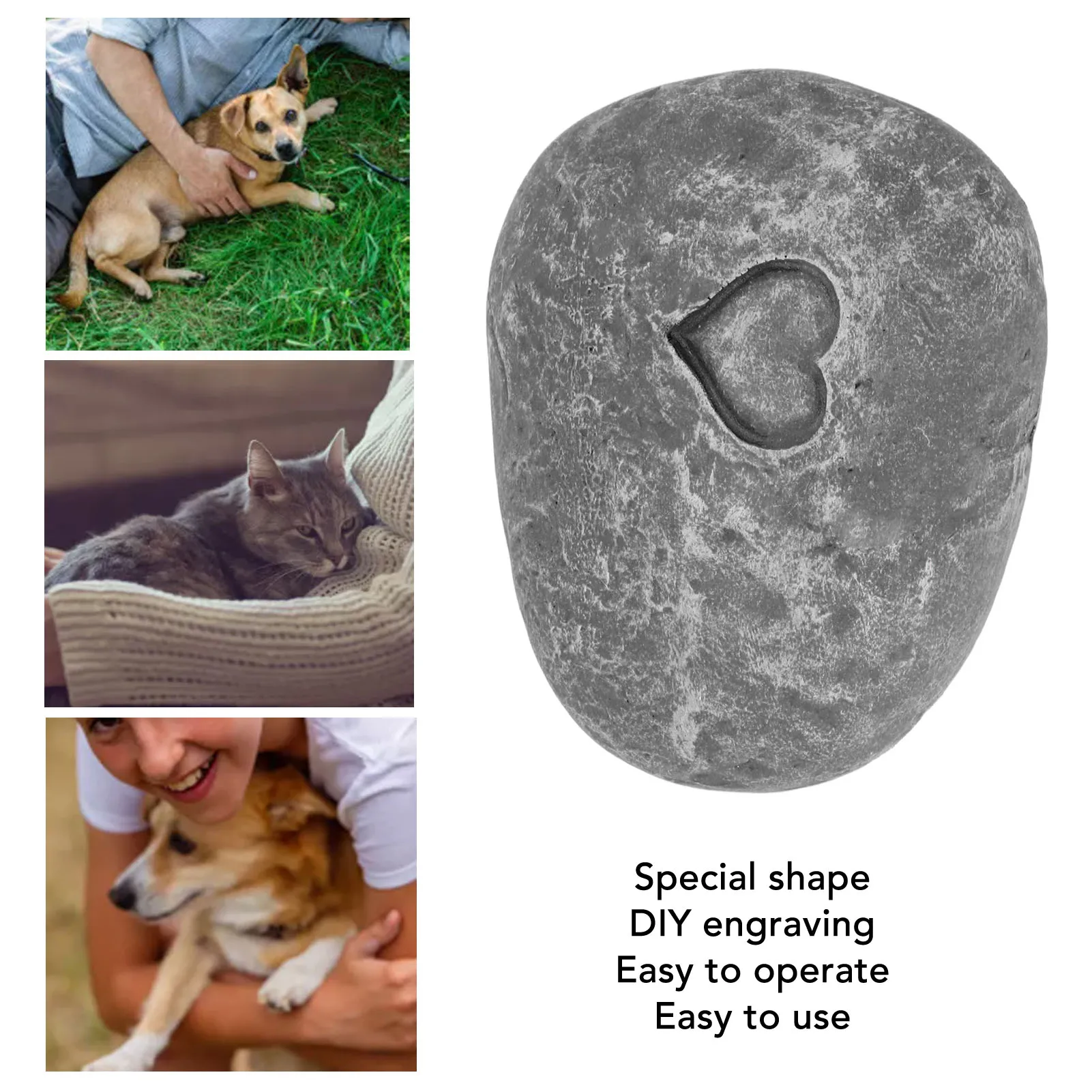 Personalized lettering pet tombstone DIY Animal monument simulation Pebble tombstone Outdoor garden courtyard resin Memorial GIF