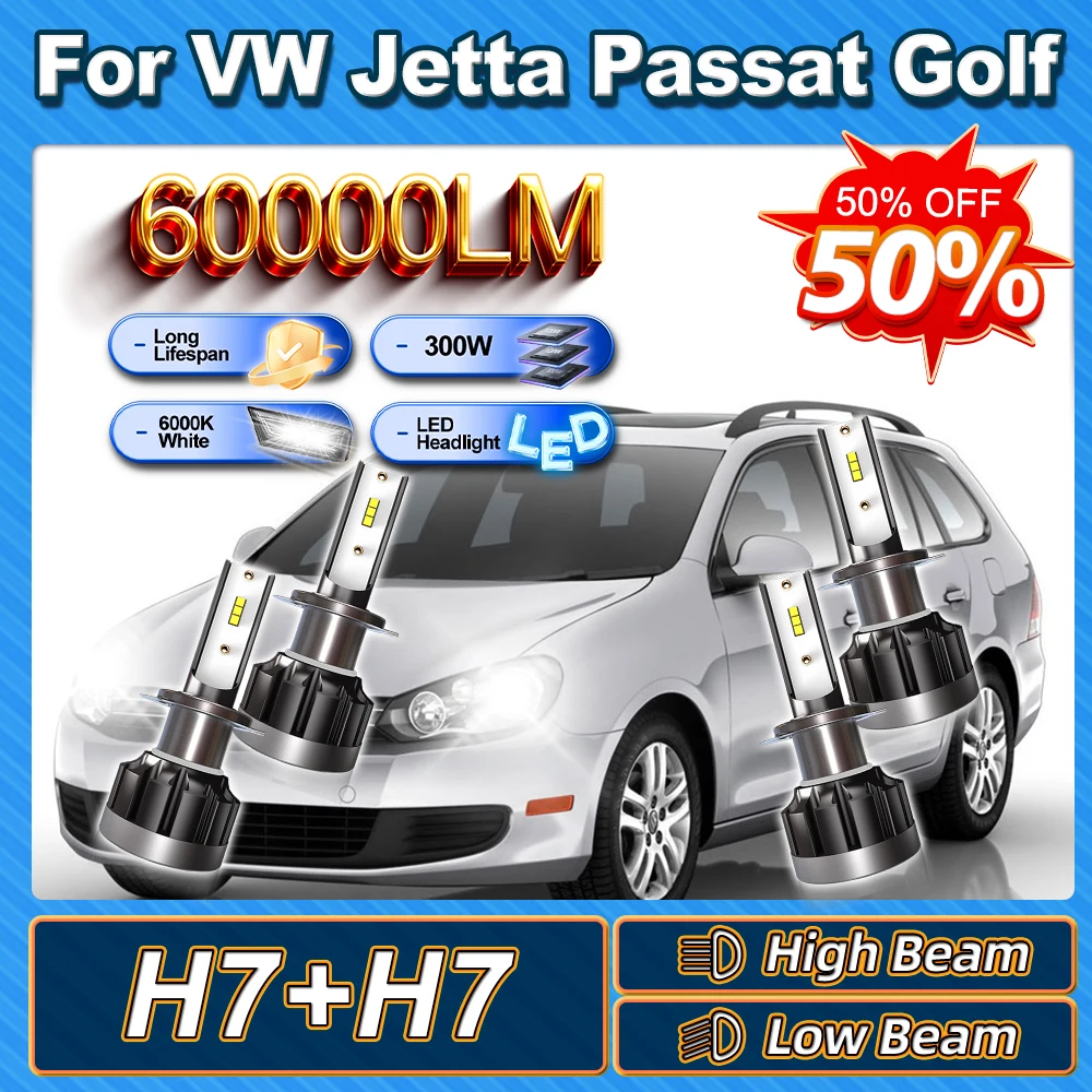 

For VW Volkswagen Jetta Passat Golf H7 High Low Beam Headlight Ampoule 300W Long Lifespan 60000LM Easy To Install High Quality