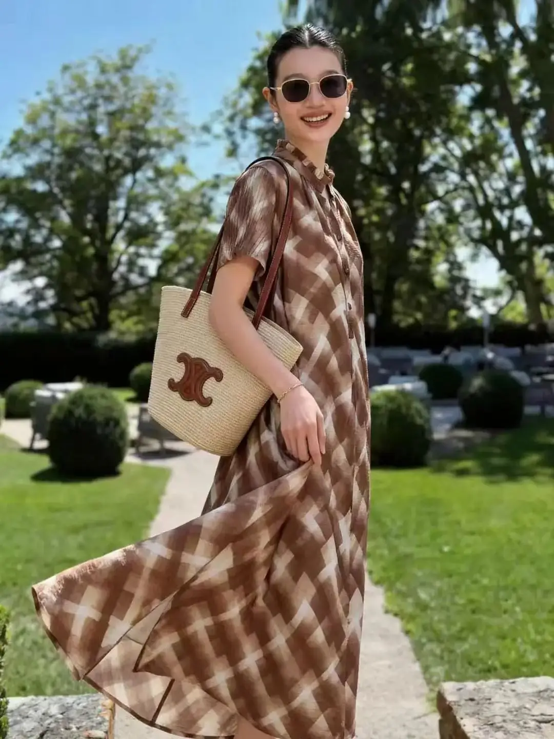 

Lightweight breathable belted lyocell-linen loose fit dress