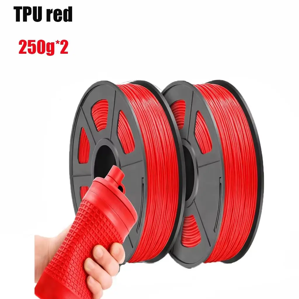 

Красная гибкая TPU-нить для 3D-принтера, 1.75 мм, твердость по Шору 95A, высокая эластичность, устойчивость к истиранию, 500 г/250 г