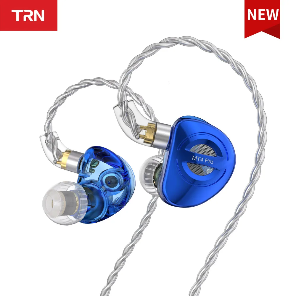 TRN MT4 PRO Earphones Dual Dynamic Drivers In Ear Earphone HiFi Headset IEM Wired Earbuds with Detachable Cable for Musician