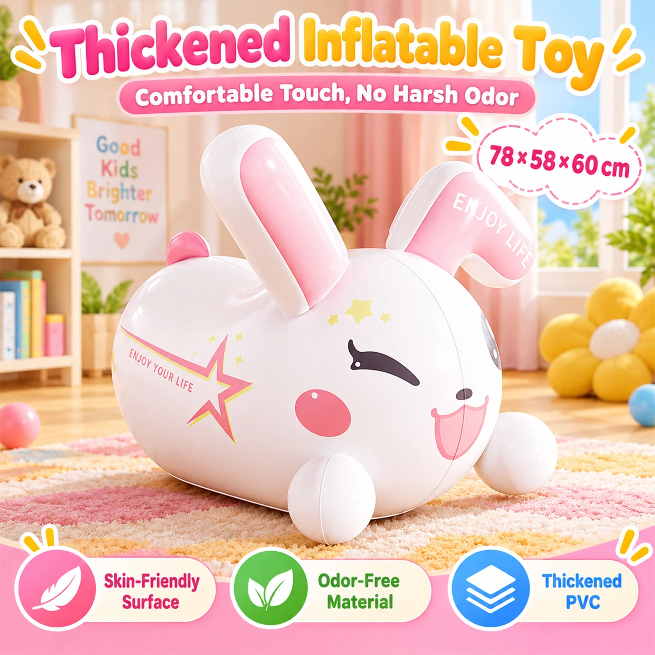 1PC Inflatable Bouncing Animal Ride Hopper Rabbit Dinosaur Jumping Toy Indoor Outdoor Fun Gift