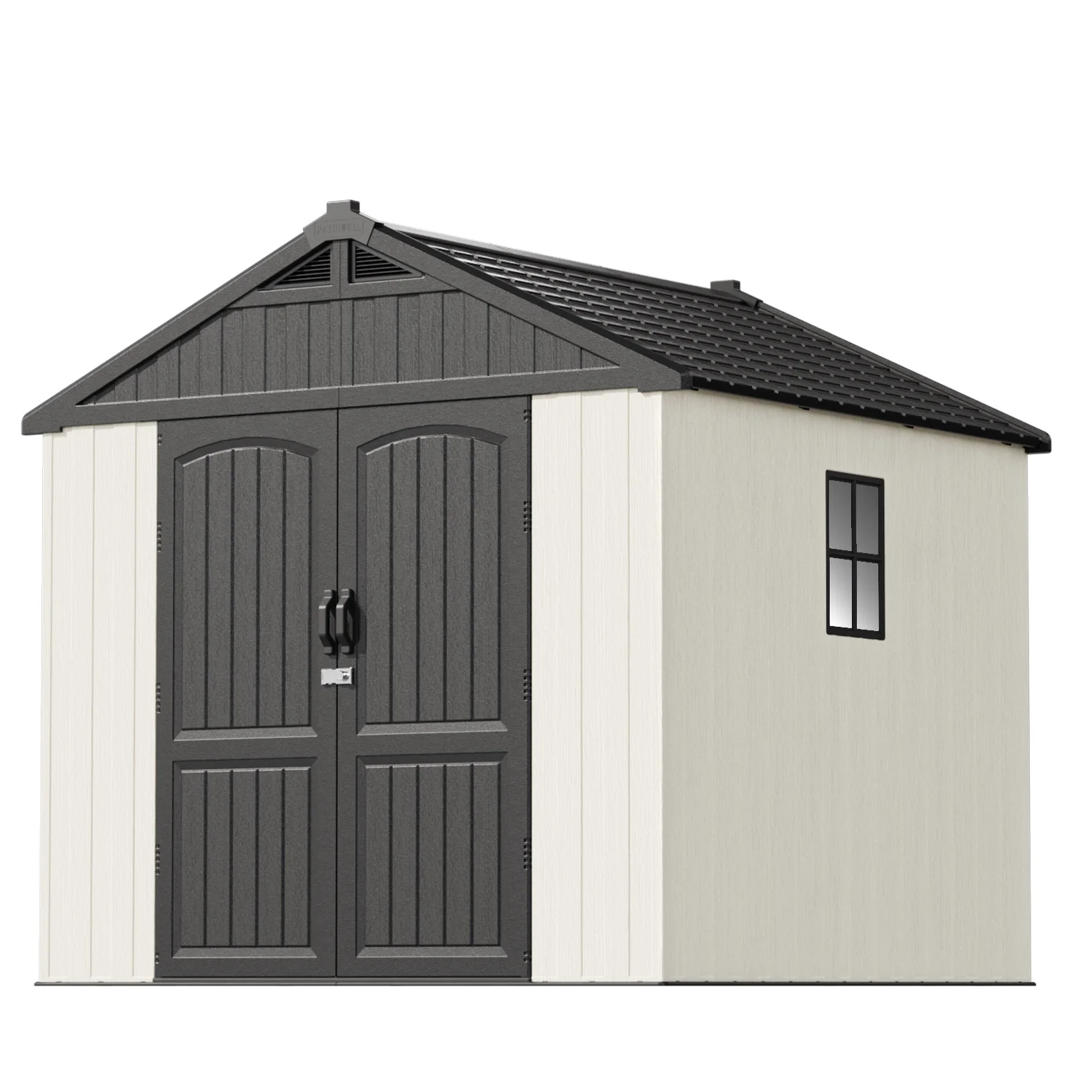 Patiowell 8 x 8 FT Plastic Outdoor Storage Shed with Floor, Resin Shed with Window and Lockable Door for Garden, Backyard