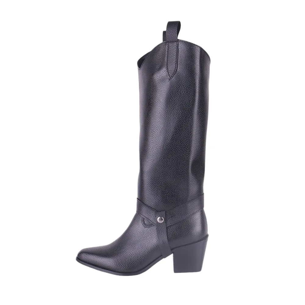 Botas de tacón bajo para mujer, botines informales de tacón grueso, invierno y otoño