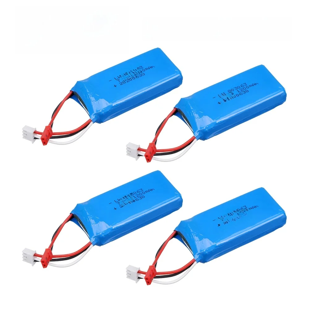 Batterie Lipo 7.4V 1200mAh pour WLtoys V262 V333 V353B V666 Q212 RC Quadcopter jouets 7.4 V 1200 mAh 2S batterie 7.4 803063 Prise JST
