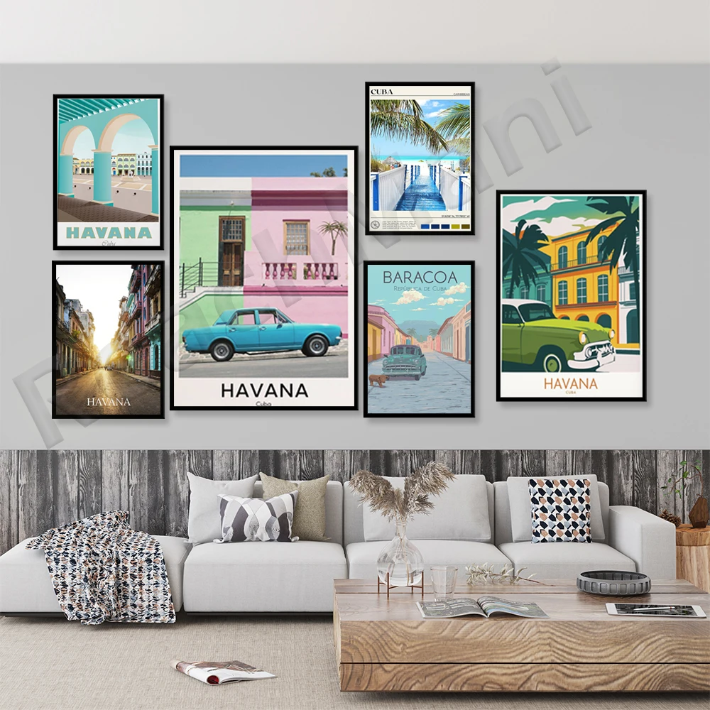 Cuba Travel Poster, Cuba Print, Havana Print, Cuba Landmarks, Cuba Poster, Caribbean Poster, Travel Landscape Poster, Wall Art