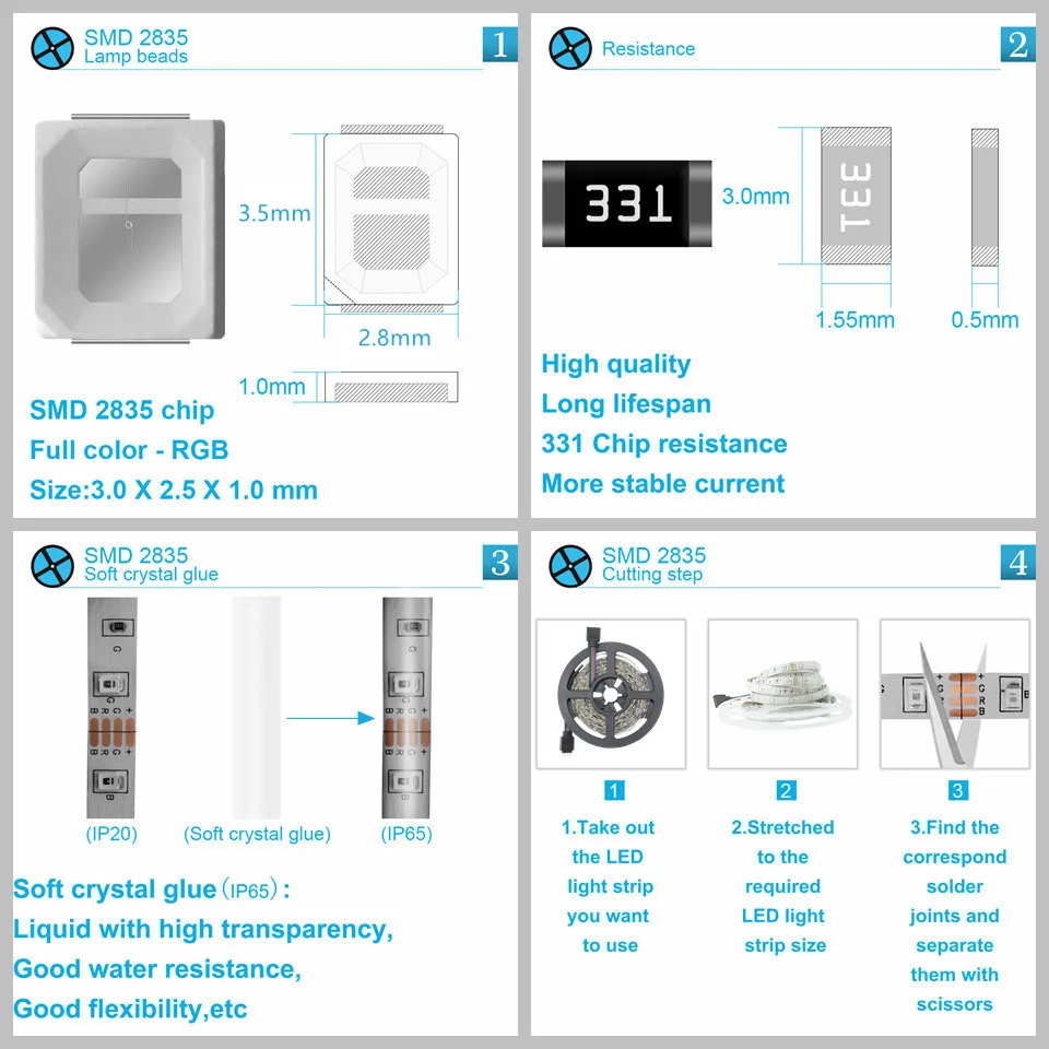 SMD 3528 RGB Lampu Strip Led Fleksibel 12V DC AS