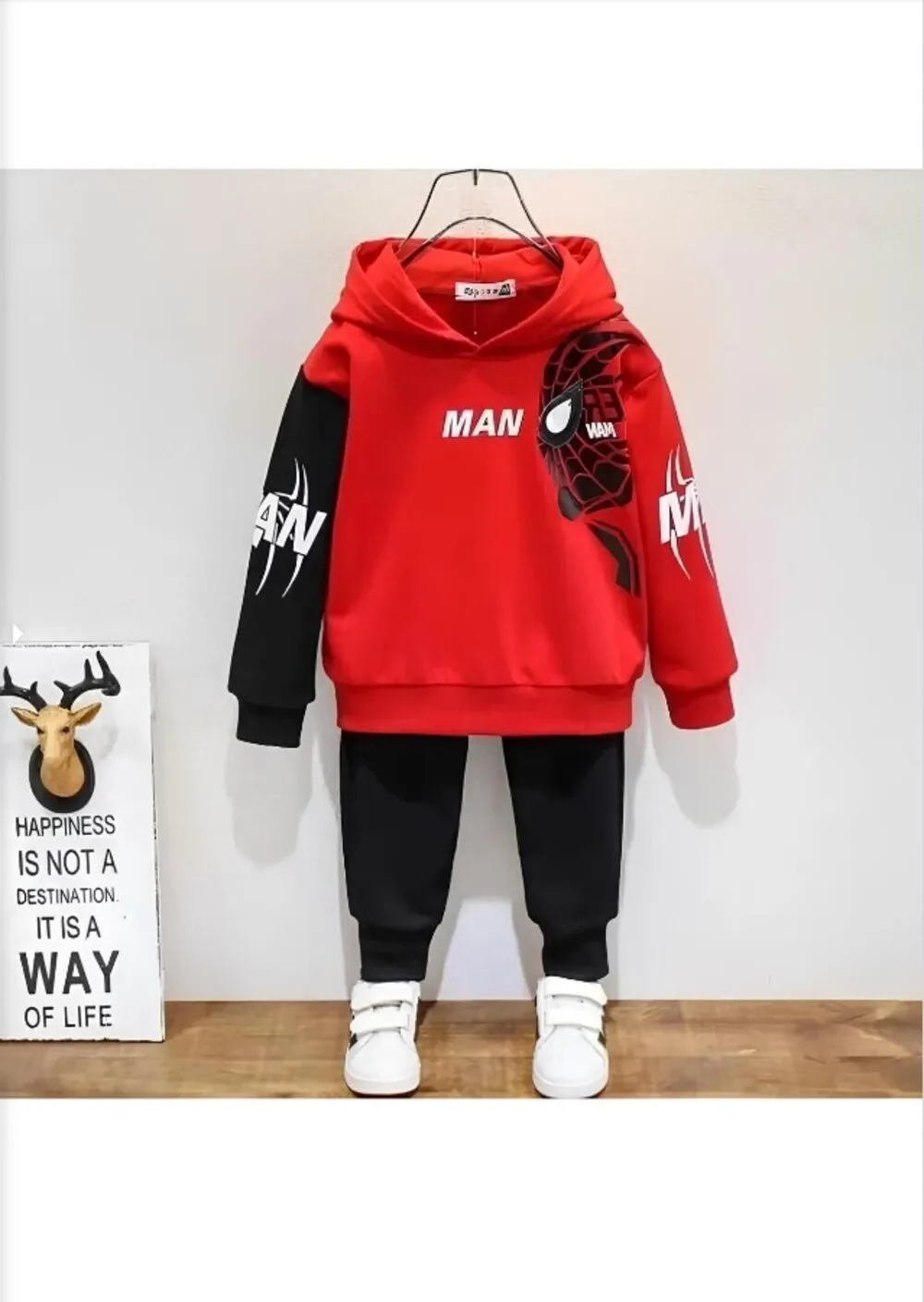 Spider-Man Visual Baby and Child 2-Piece Top and Bottom Hooded Tracksuit Set-Red. kids spiderman outfit. kids clothes