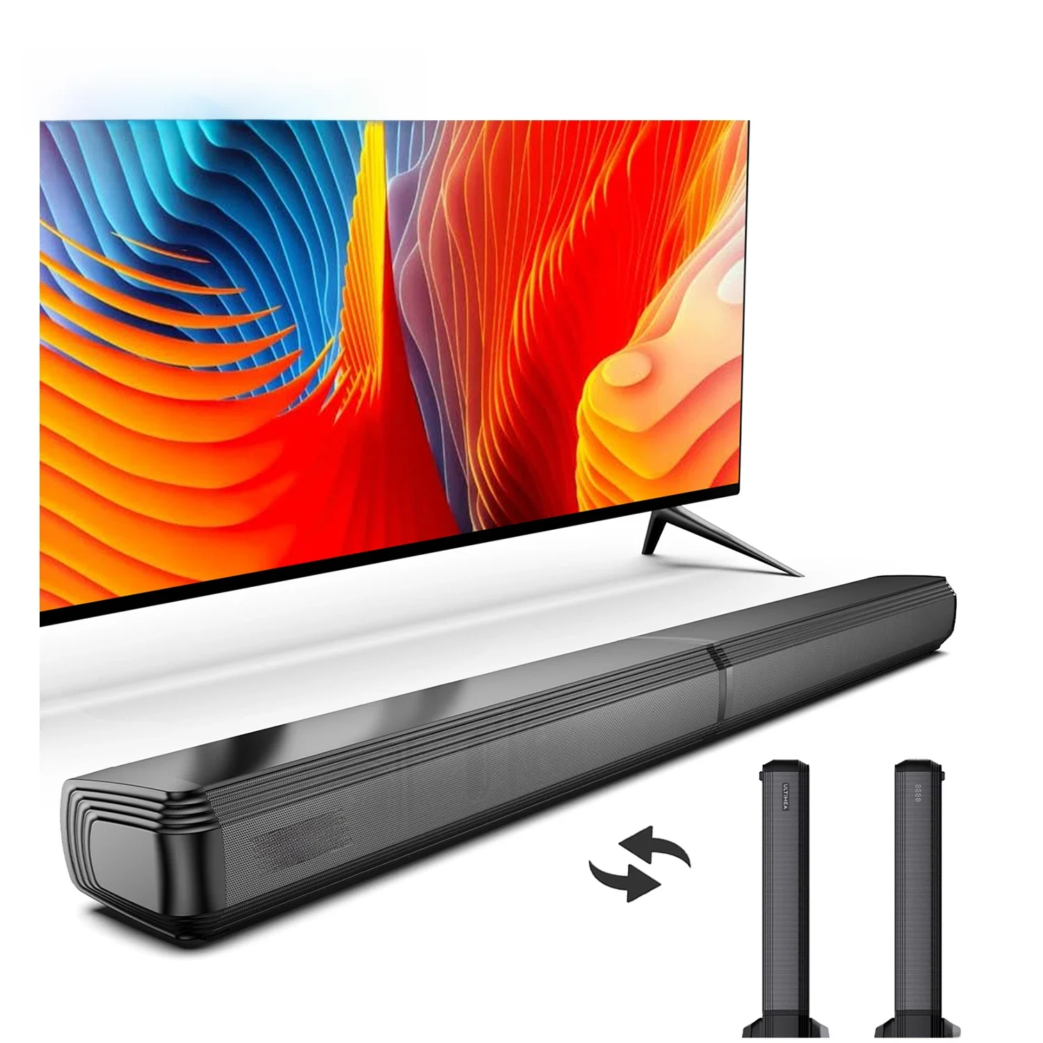 Ultimea 2.0ch Sound bar für TV, Spitzen leistung 2,2 W, 2-in-1 abnehmbare Bluetooth 5,3 Sound bar
