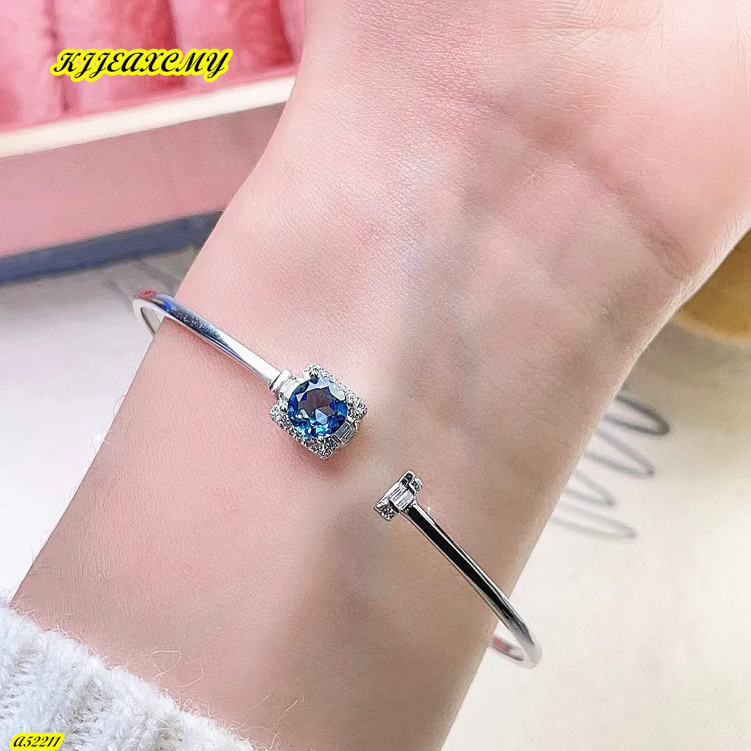 

Boutique Jewelry 925 Sterling Silver Natural Gem Topaz Women's Open Bracelet Girls' Party Gift New Year Lost Valentine's Festive