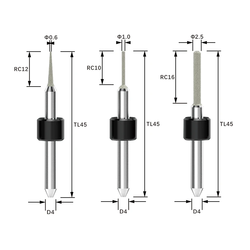XTCERA Cad Cam Milling Burs for Metal/ Glass Ceramic D3 D4 Cutter Dental Lab Tools