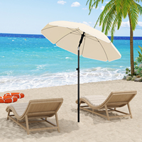 Round Beach Balcony Umbrella UV-Resistant Waterproof Height- Adjustable 45° Bendable Parasol for Sun Protection Garden Patio