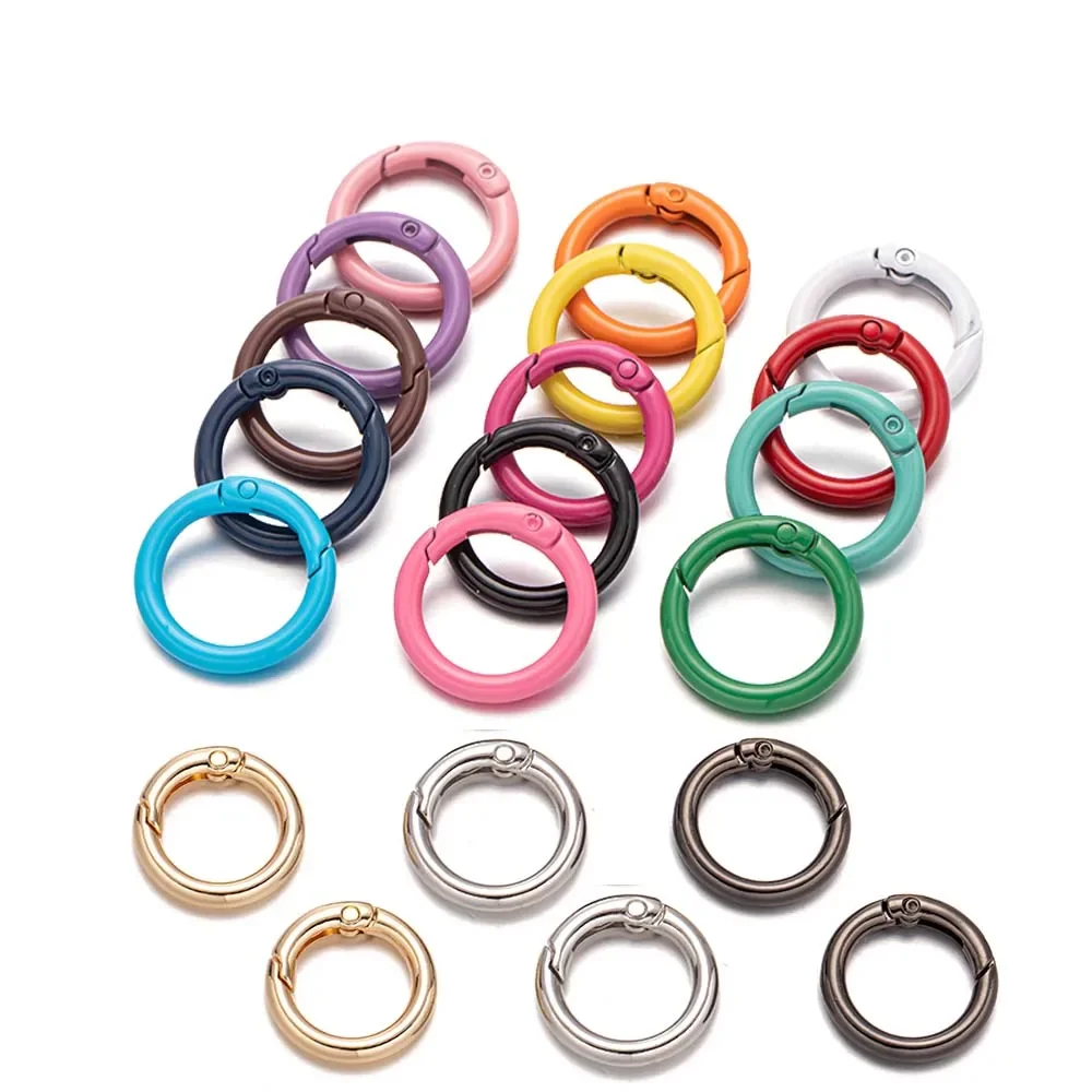 5 sztuk/partia metalowe O-ring zatrzaski sprężynowe otwierane okrągłe karabinek brelok do torby klipsy hak łańcuszek dla psa klamry złącze dla majsterkowiczów biżuteria — zdjęcie 2