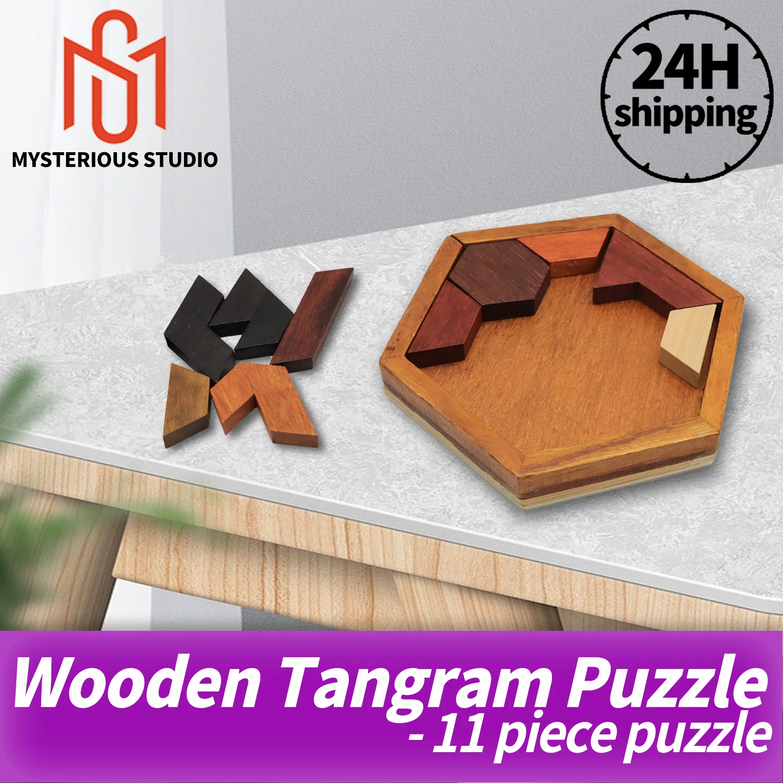 

Mysterious Studio Escape Room Prop Puzzles Props Wooden Tangram Puzzles 1987