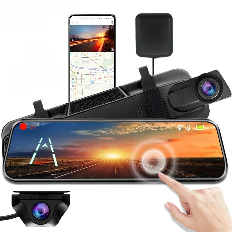 E-ACE 2K Auto DVR WIFI GPS Stream Media Spiegel Optioneel 1080P Auto Videocamera Nachtzicht Loop-opname 24H Parkeren Black Box - afbeelding 2