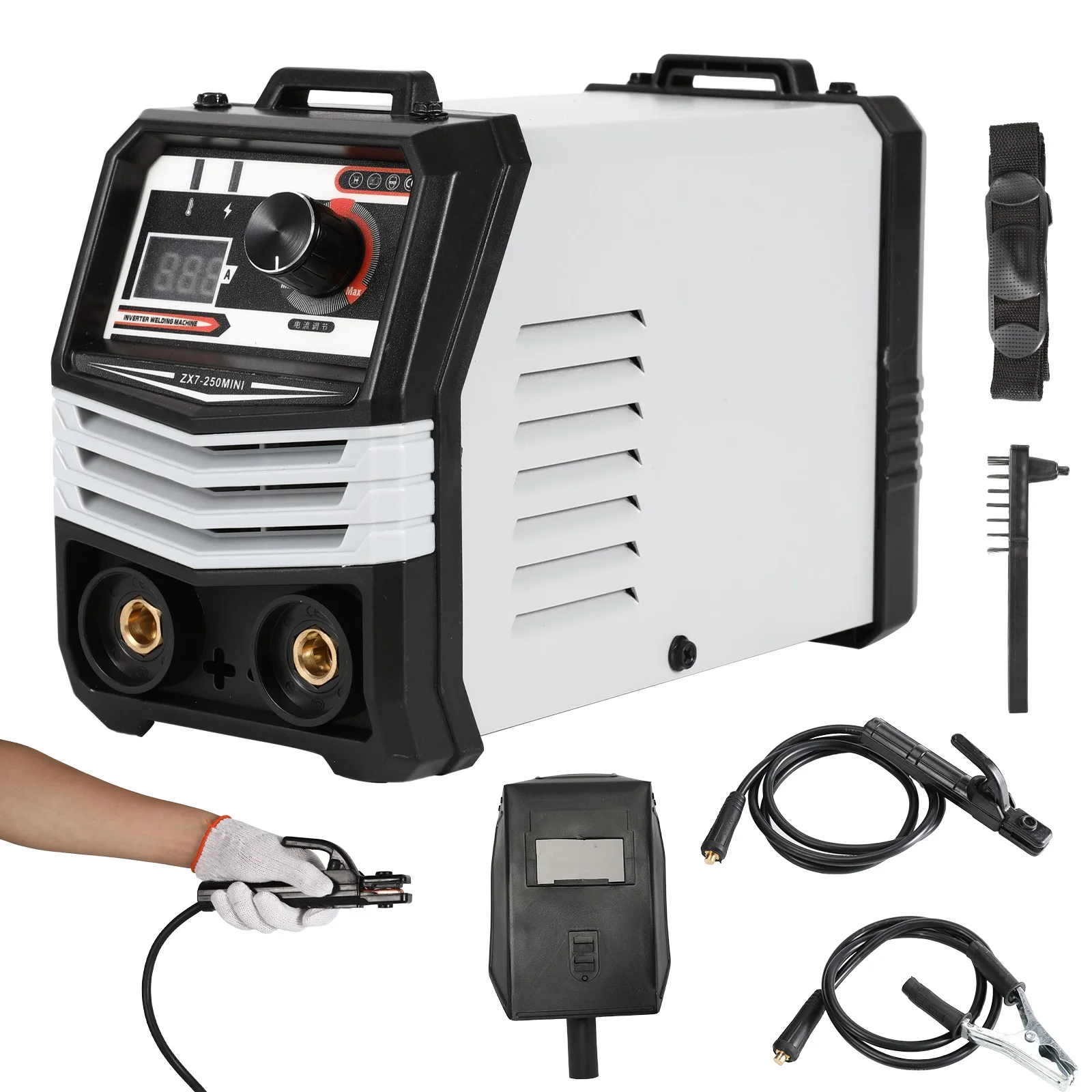 2026 New Model 250A Inverter Welder, 220V IGBT LCD Welding Machine (with Electrode Holder, Welding Helmet, Mini Welder, DIY Kit)