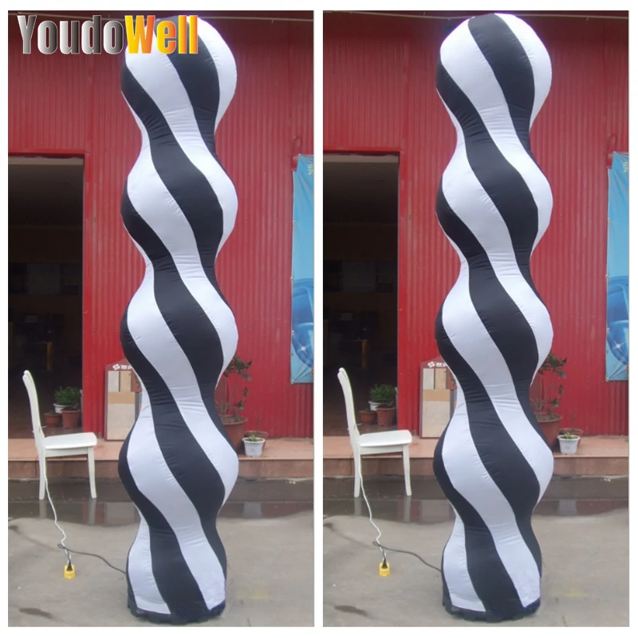 

2.4m Black And White Strip Inflatable Spiral Column Model With Lights Suitable For Club Parties And Stage Decoration