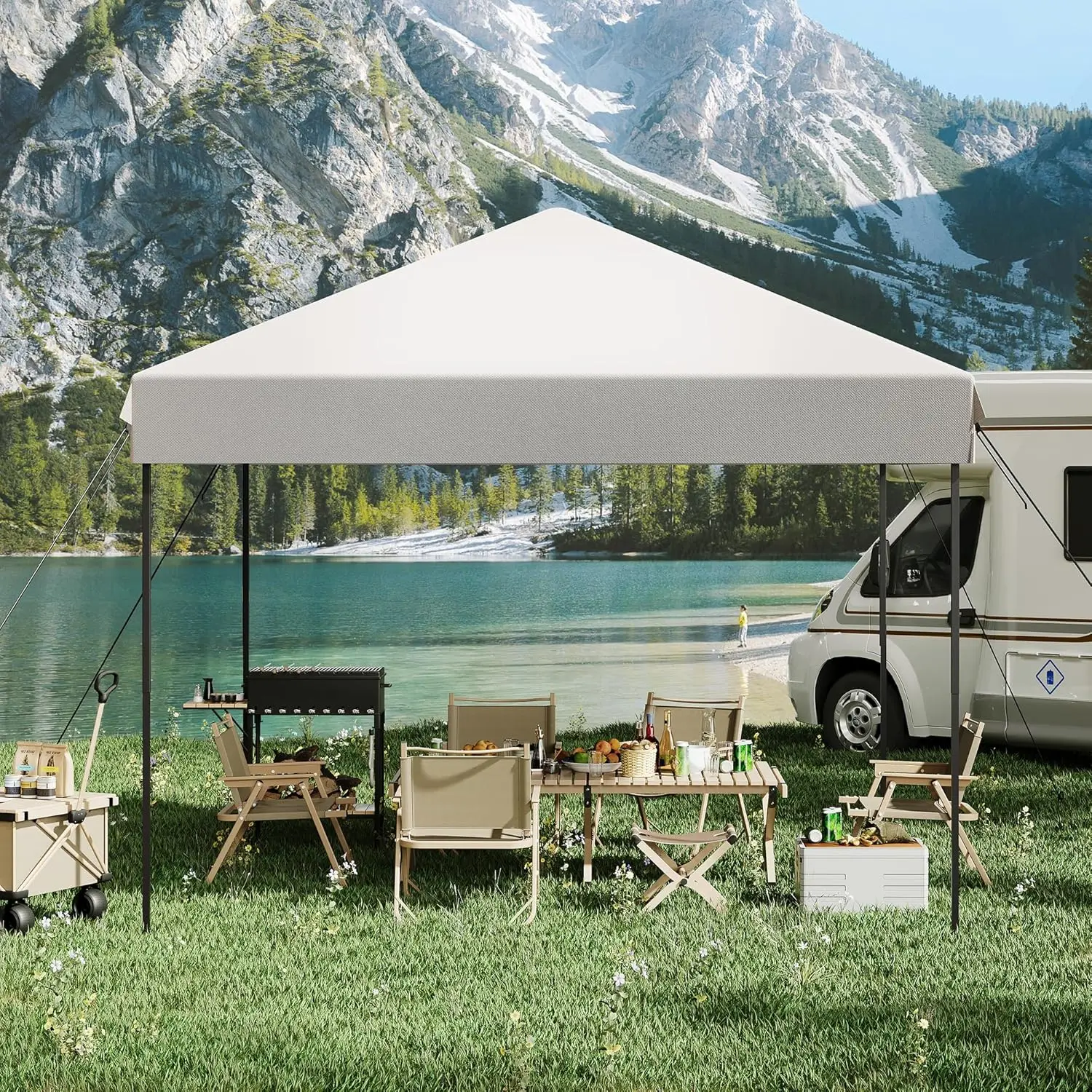 10x10 FT Pop Up Canopy Tent, Easy One-Person Setup Instant Gazebo, UPF 50+ Waterproof Sun Shade Shelter, Heavy Duty Portable Outdoor Canopy for Patio Garden Beach Camping Event