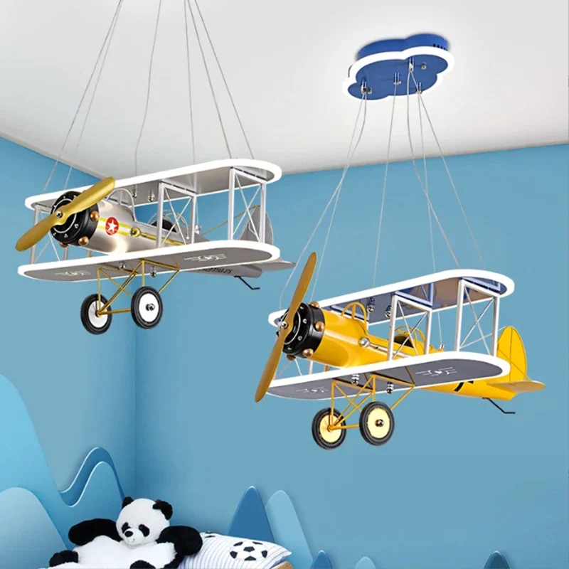 Nordic Kinderkamer Decoratieve Hanglamp Led Vliegtuig Plafondlamp Voor Slaapkamer Bed Kroonluchter Indoor Hangende Lampen - afbeelding 2